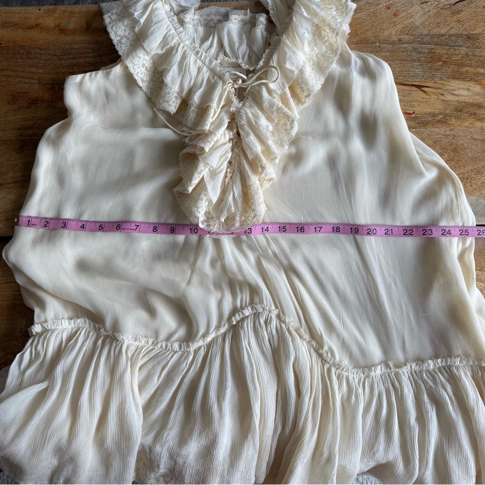 Zara Cream Ruffle V-Neck Midi Dress - Picture 13 of 13